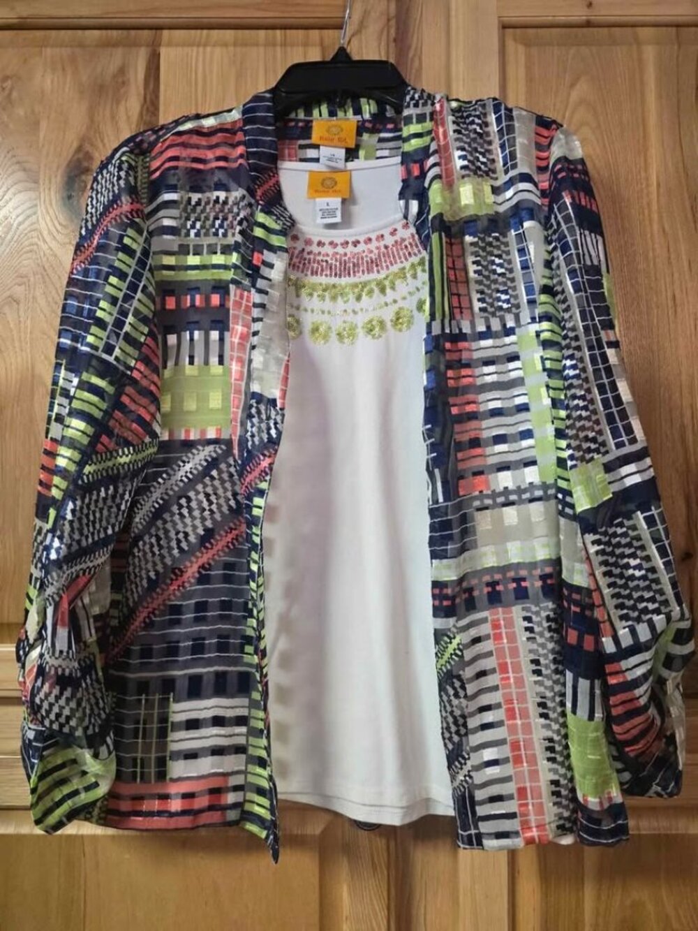 Ruby Rd Women’s shirt W Sheer Blouse Cover Up Top Multicolor Lightweight 2 Piece